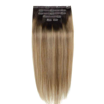 Tillstyle Clip in Human Hair Extensions 120g Natural Hair Clip in Extensions Highlighted Blonde